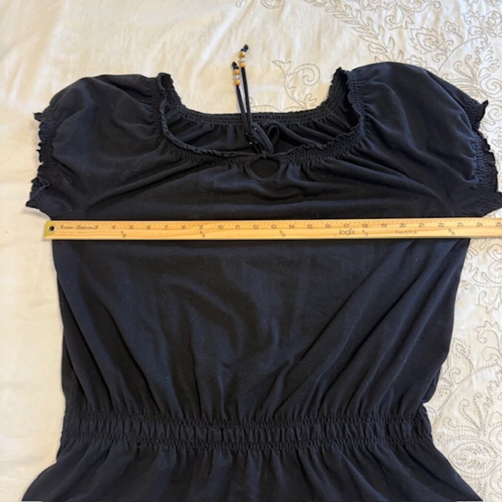 Croft & Barrow Womens Top XL Black Elastic Waist  Pullover top short sleeve - Picture 6 of 10